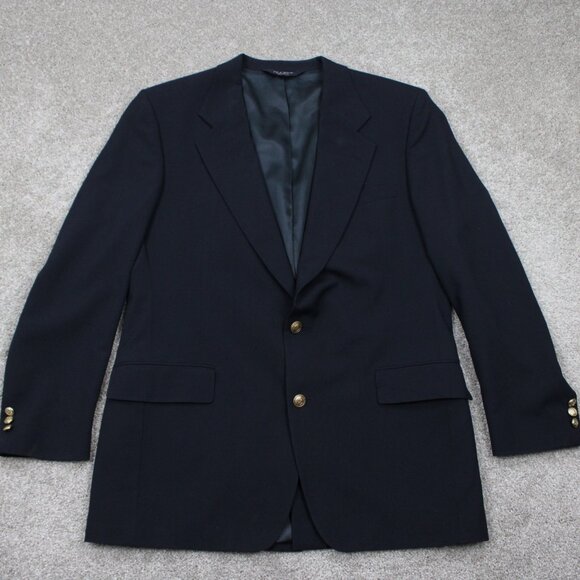 Jos. A. Bank Gordon Blazer Men 43 Long Blue 2 Button 100% Wool Sports Jacket - Picture 1 of 15